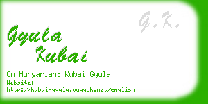 gyula kubai business card